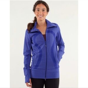 Lululemon Athletica Pigment Blue/Purple Tonka Stripe In Stride Jacket - 8